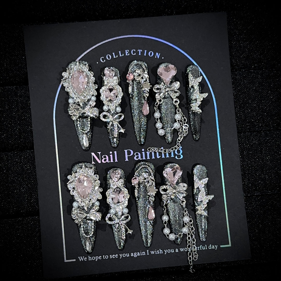 Glamorous Bejeweled Press-On Nail Set