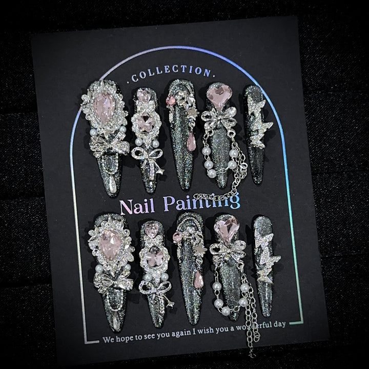 Glamorous Bejeweled Press-On Nail Set