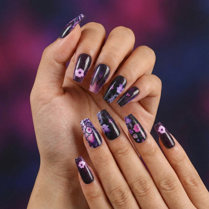Artificial nails with floral pattern Kalsten