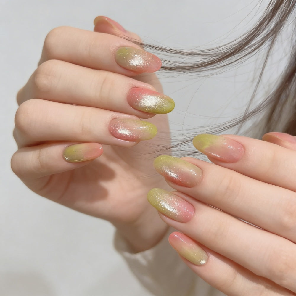 Artificial nails with elegant ombre effect and glitter accents Kalsten