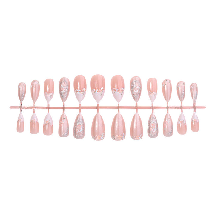 Elegant Floral Press-On Nail Art Ensemble Kalsten