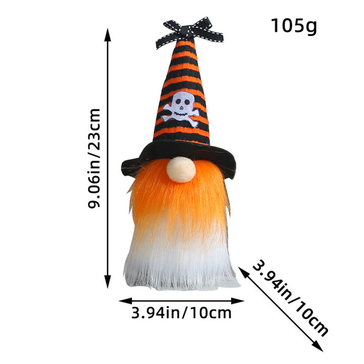 Halloween-Gnome decoration figure with pointed hat and artificial fur beard