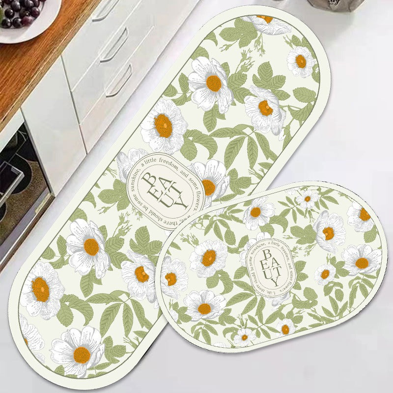 Floral Design Anti-Fatigue Kitchen Mat Kalsten