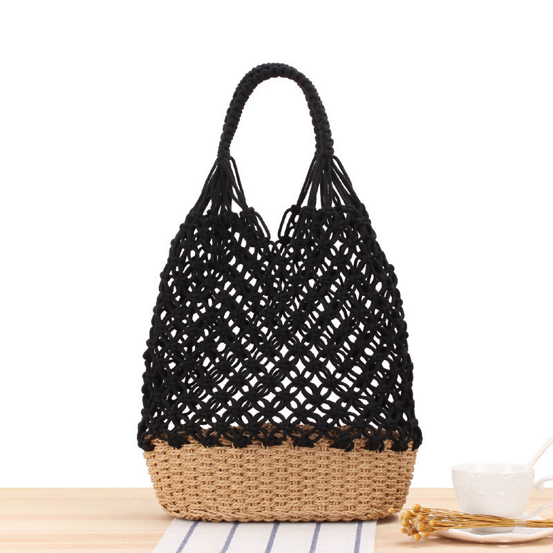 Hand-knotted tote bag with elegant net design Kalsten