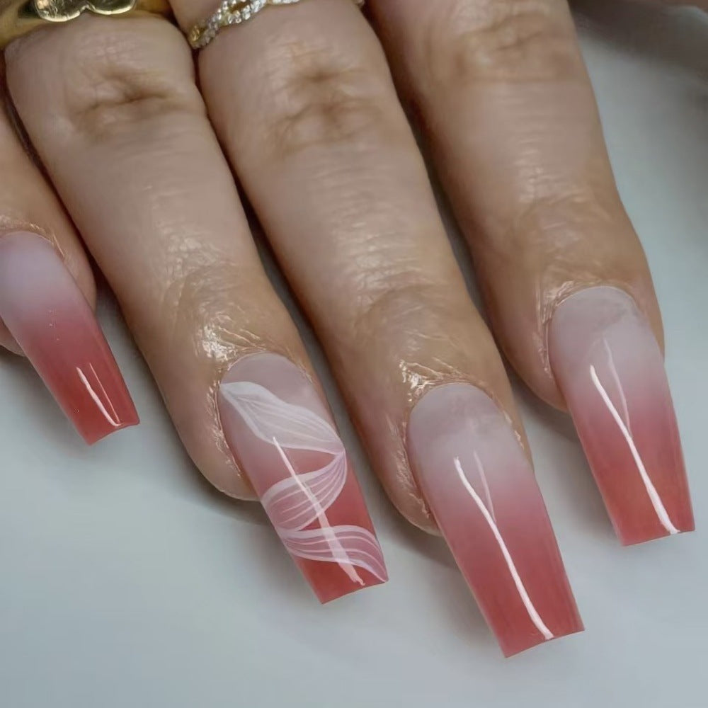 Art nails with elegant ombre and floral pattern Kalsten