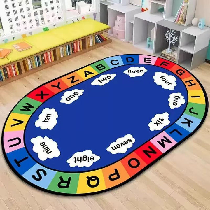 Playful Train-Themed Area Rug