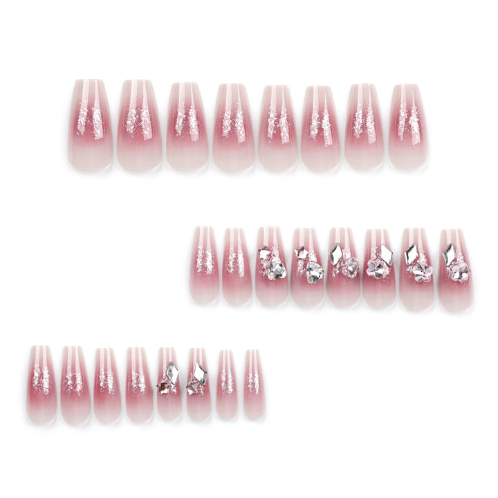 Glamorous artificial nails with glitter and crystal embellishment Kalsten