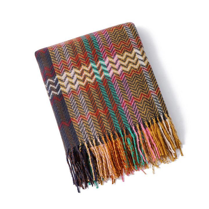 Cozy Geometric Patterned Throw Blanket Kalsten