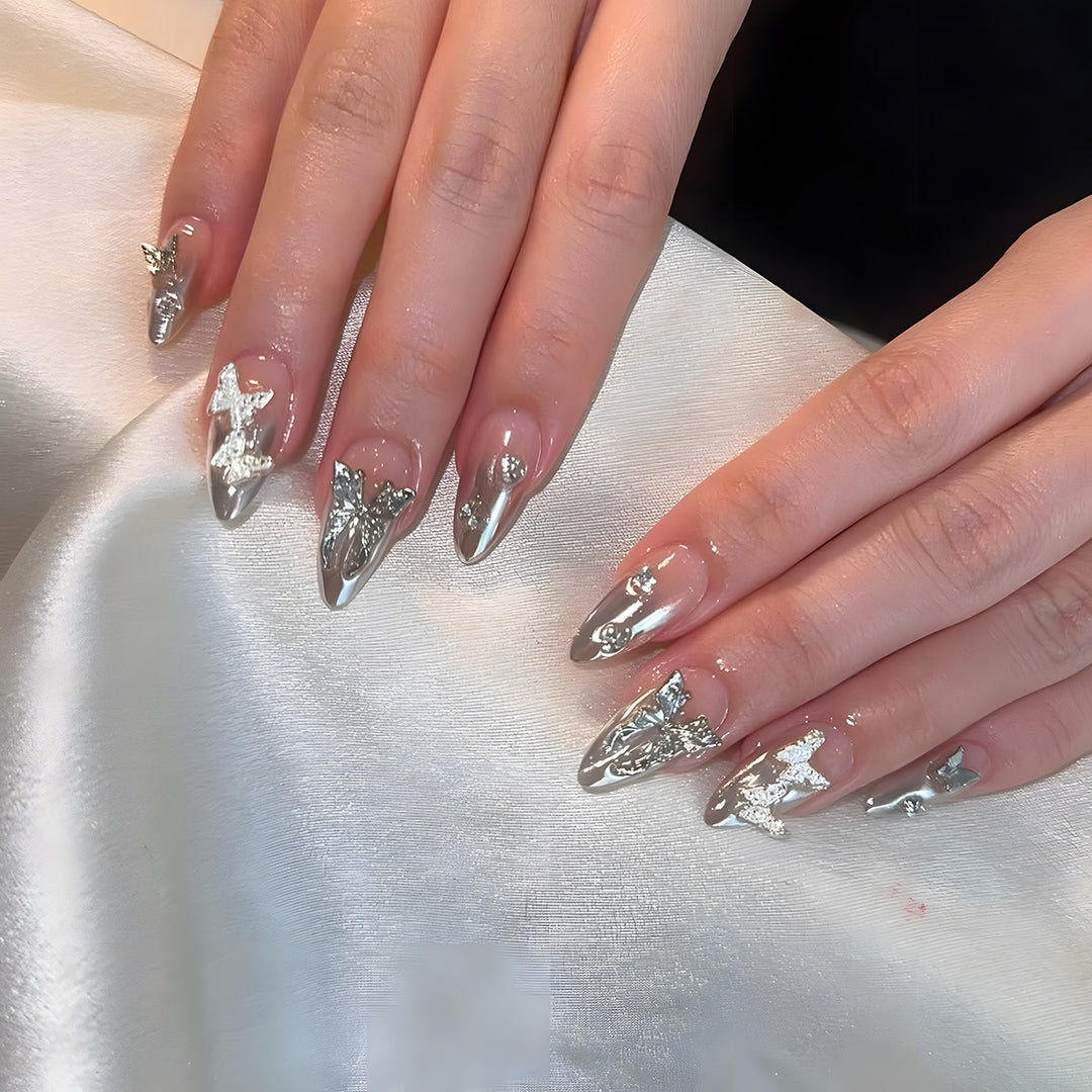 Glamorous Metallic Stiletto Press-On Nails Kalsten