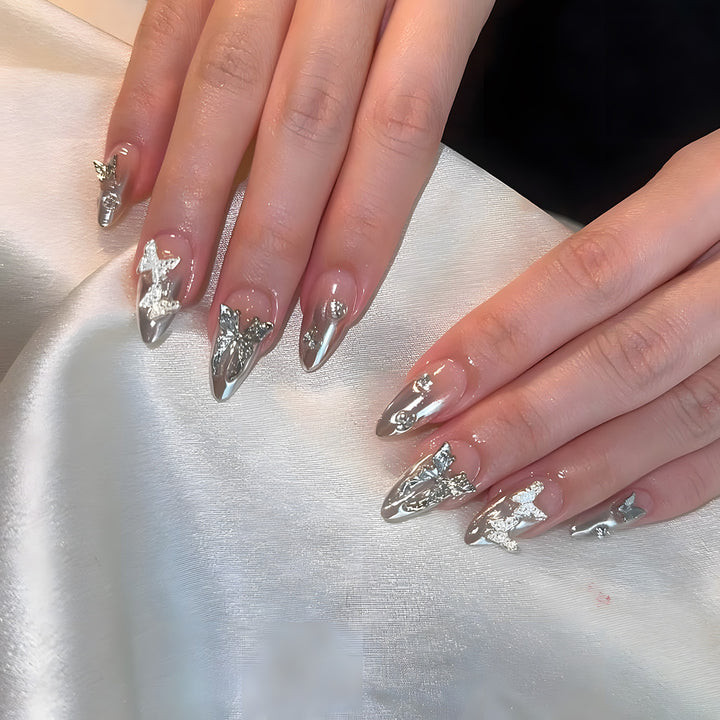 Glamorous Metallic Stiletto Press-On Nails Kalsten