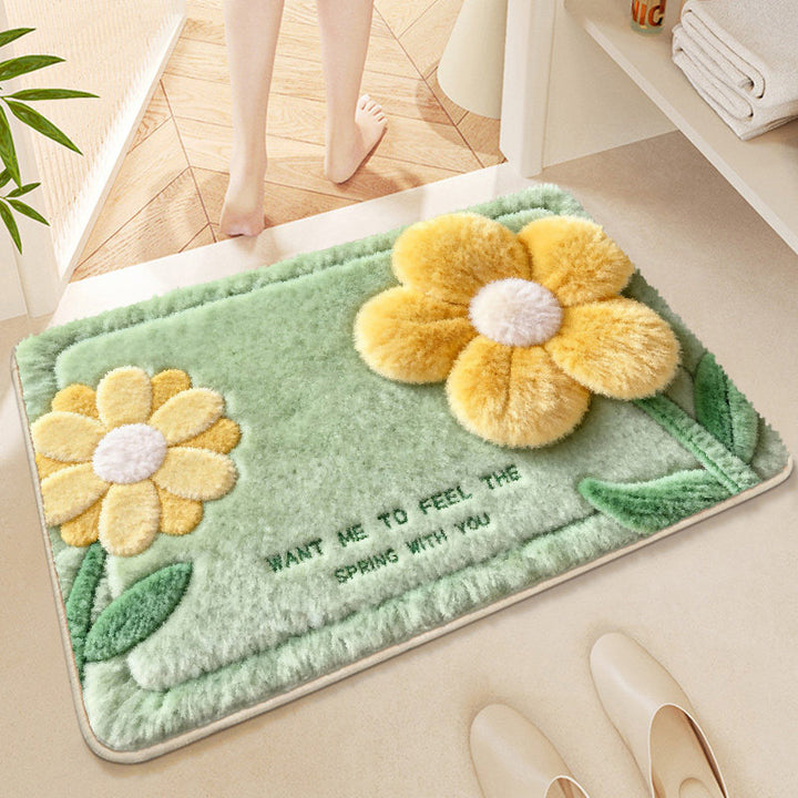 Floral-Themed Soft Microfiber Bath Mat