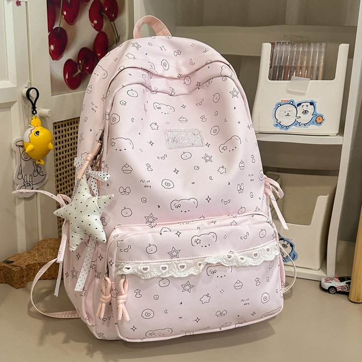 Playful Cartoon Patterned School Backpack Kalsten