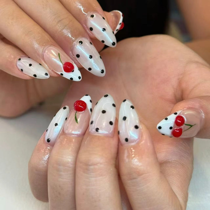 Cherry and Polka Dot Press-On Nail Art Kalsten