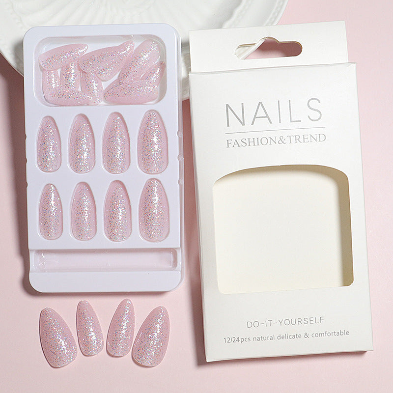 Glittery Almond-Shaped Press-On Nails Set Kalsten