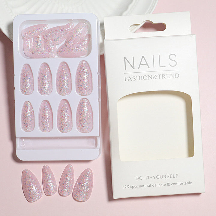 Glittery Almond-Shaped Press-On Nails Set Kalsten