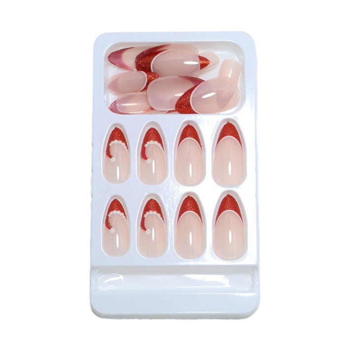 Artistic French Tip Press-On Nails with Glitter Accents Kalsten