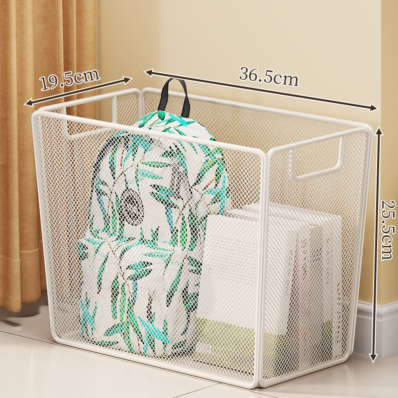 Rectangular Metal Mesh Storage Basket with Built-In Side Handles and Ventilated Panels
