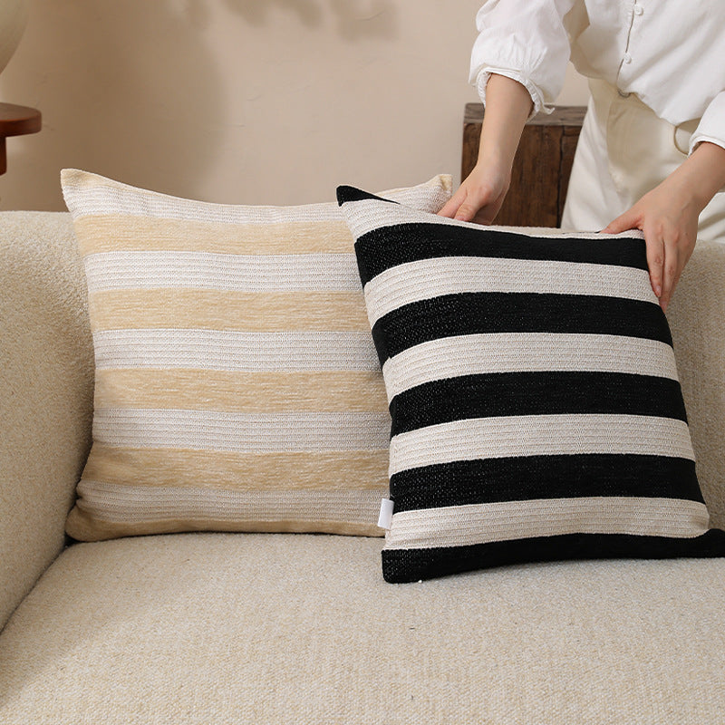 Woven decorative cushion cover with wide stripes and textured cotton blend Kalsten
