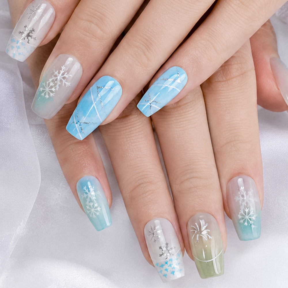 Festive Snowflake Press-On Nail Art Kalsten