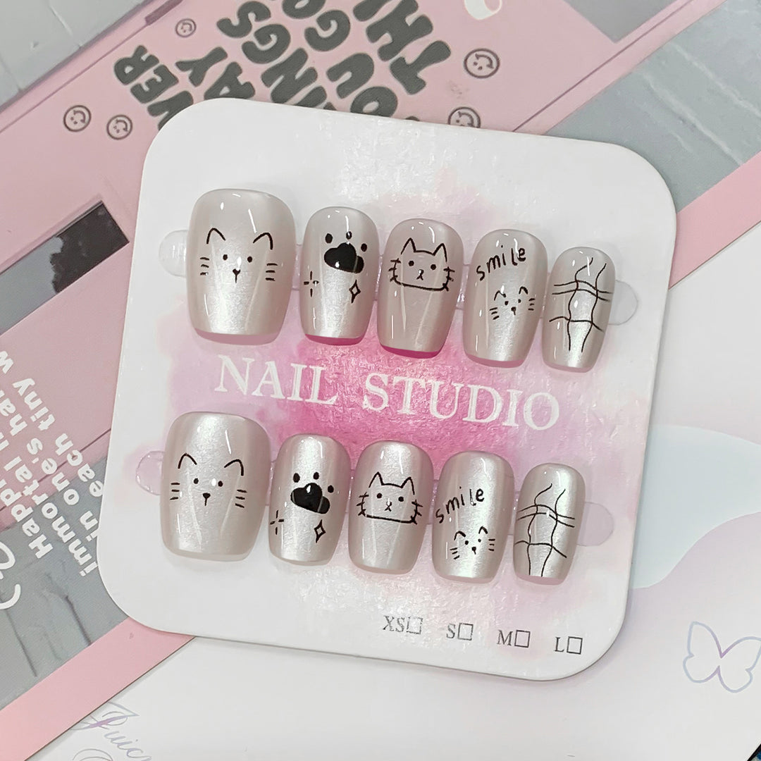 Creative Nail Art Set with Cat Designs Kalsten