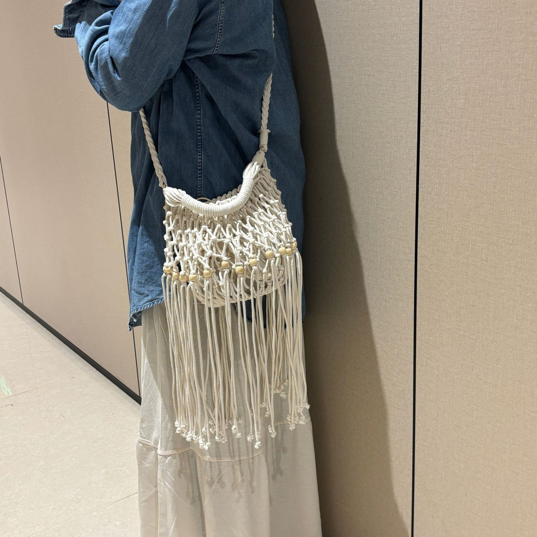 Hand-knotted shoulder bag with tassels Kalsten