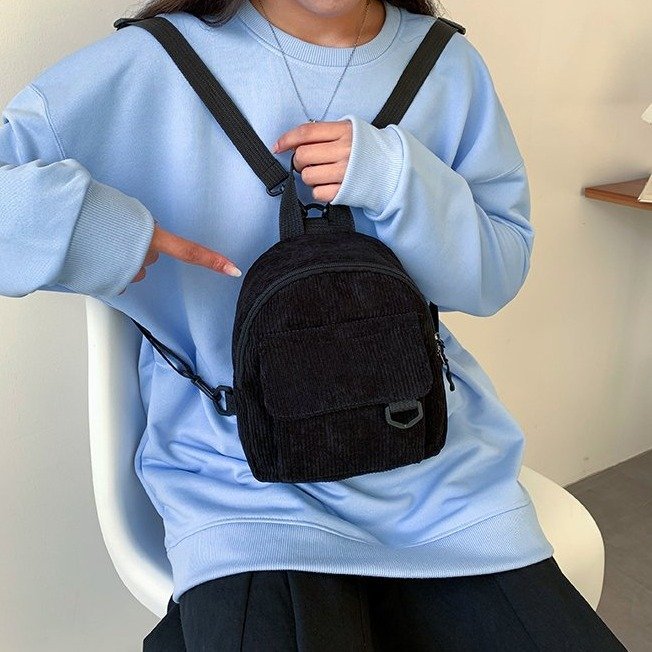 Corduroy Textured Mini Backpack Kalsten