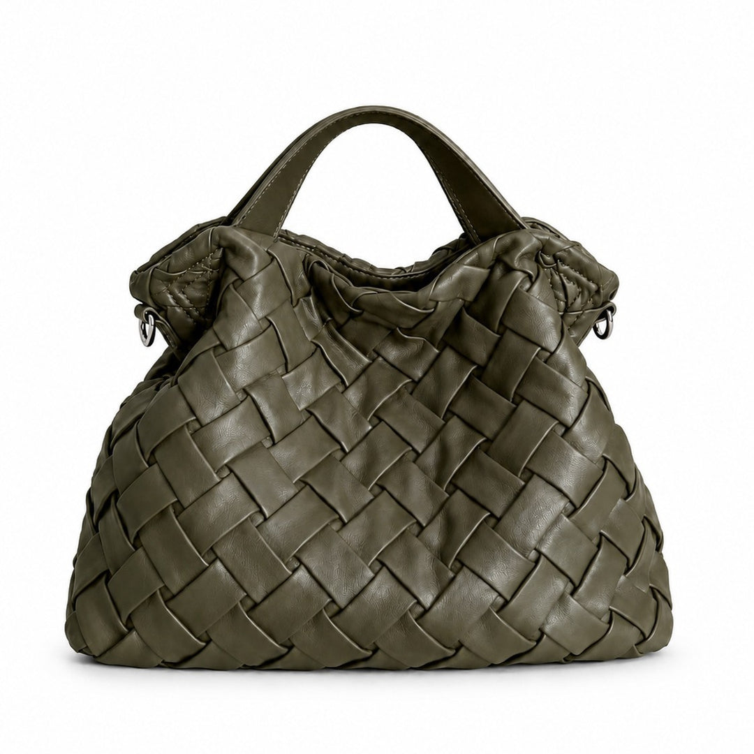 Handcrafted Woven Leather Hobo Bag
