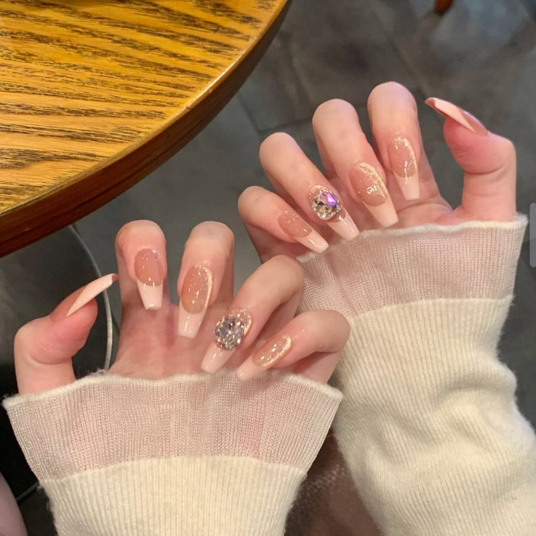 Glamorous Acrylic Press-On Nail Set with Decorative Designs Kalsten