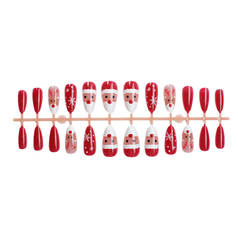 Festive Holiday-Themed Press-On Nail Art Set 1790738368