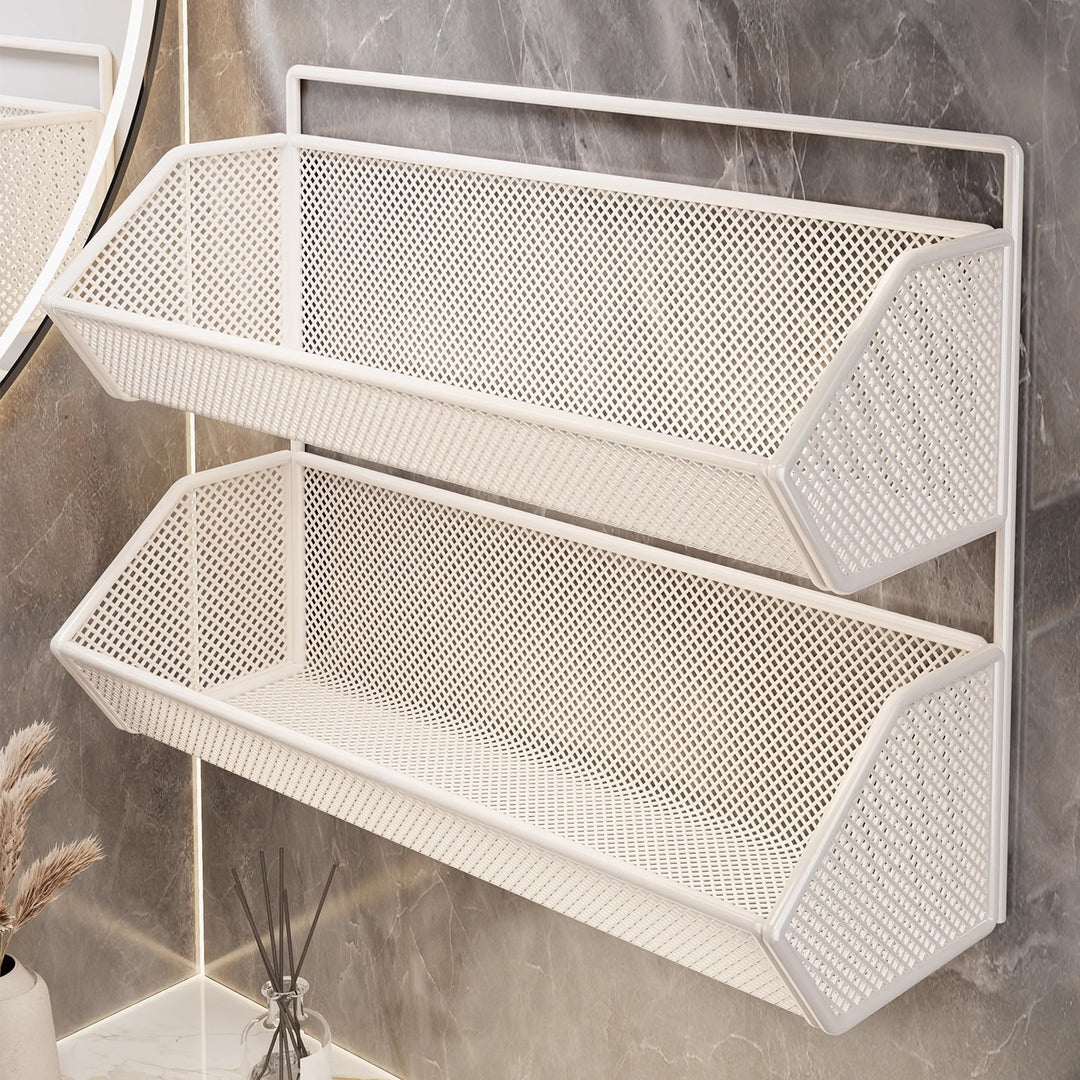 Wall-Mounted Mesh Bathroom Organizer Shelf