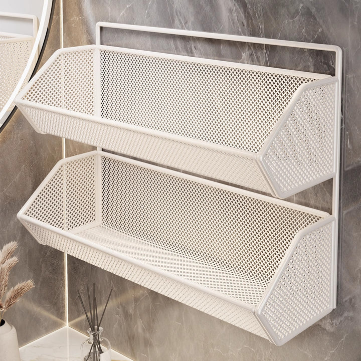 Wall-Mounted Mesh Bathroom Organizer Shelf