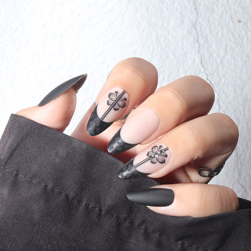 Floral Design Matte Long Stiletto Nails Kalsten