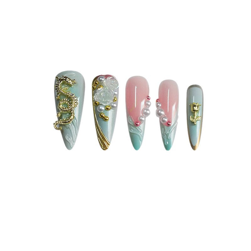 Decorative Long Stiletto Press-On Nail Art Kalsten