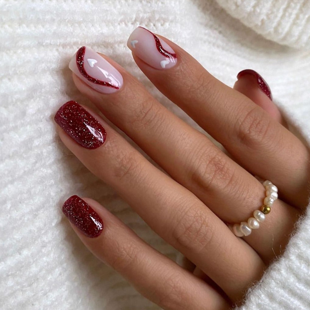 Glamorous artificial nail set with glitter and glamour accents Kalsten