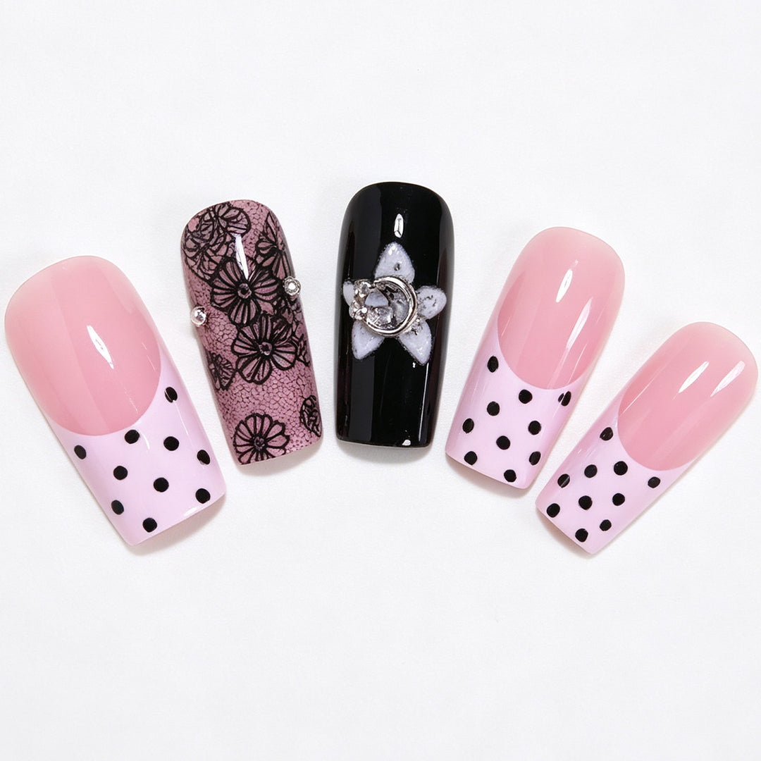 Floral Lace Design Press-On Nail Art Kalsten