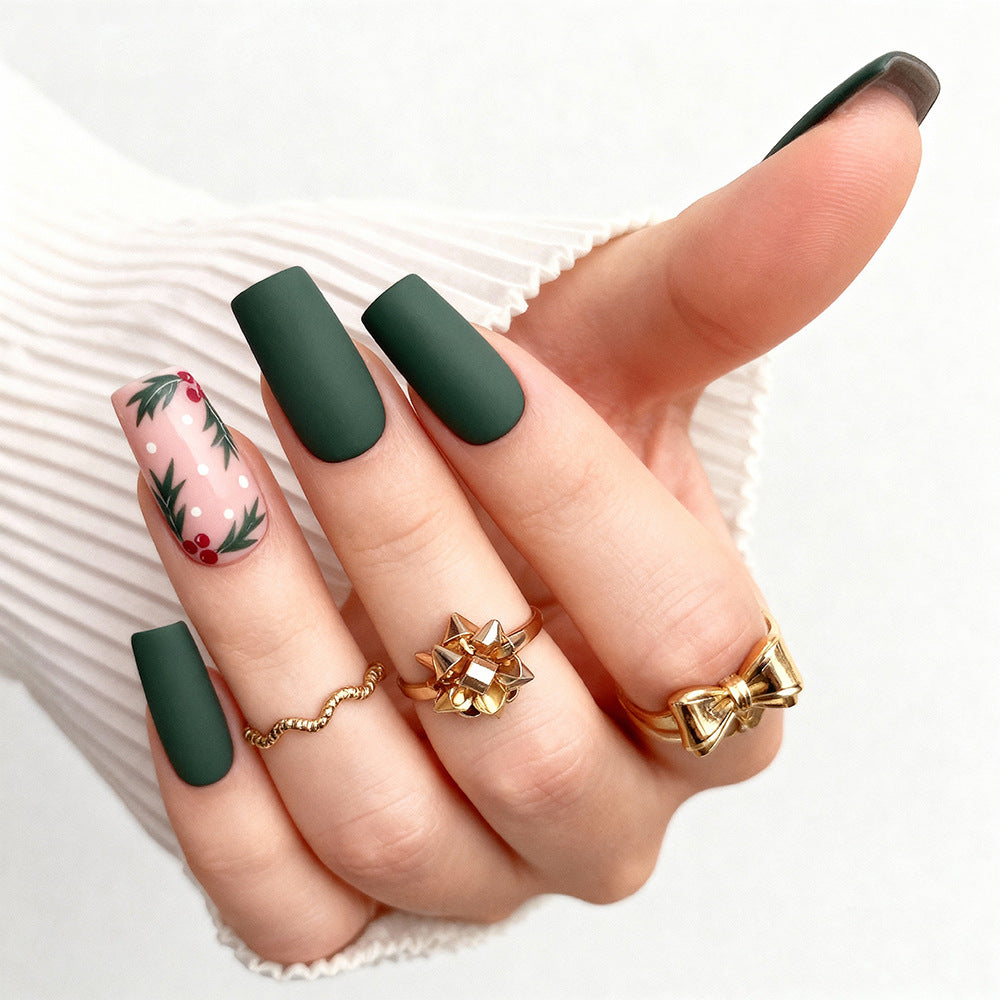 Elegant Artificial Nails with Christmas Design Kalsten
