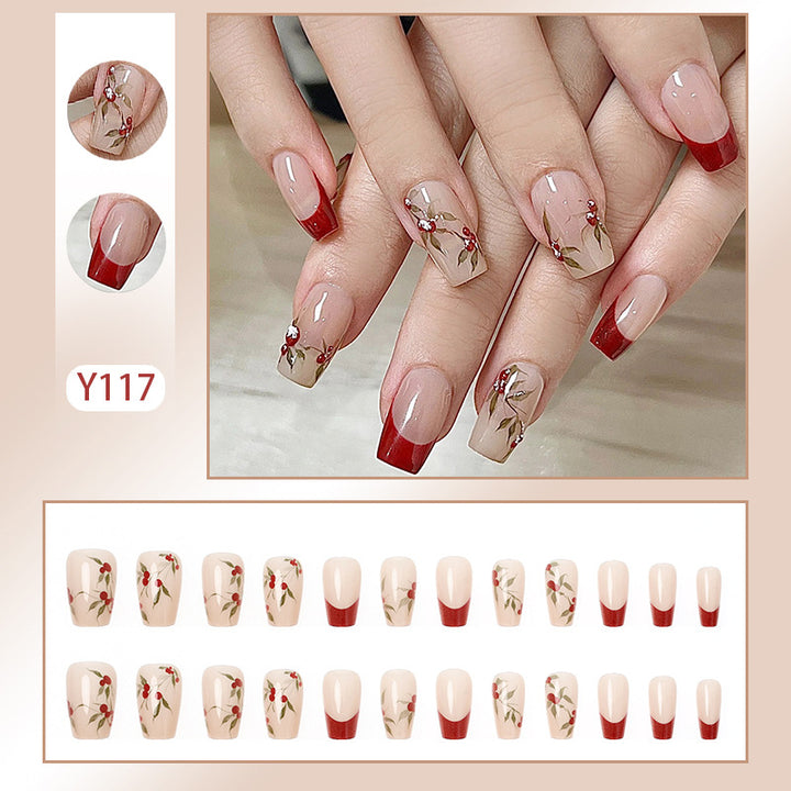 Elegant Floral Press-On Nail Tips