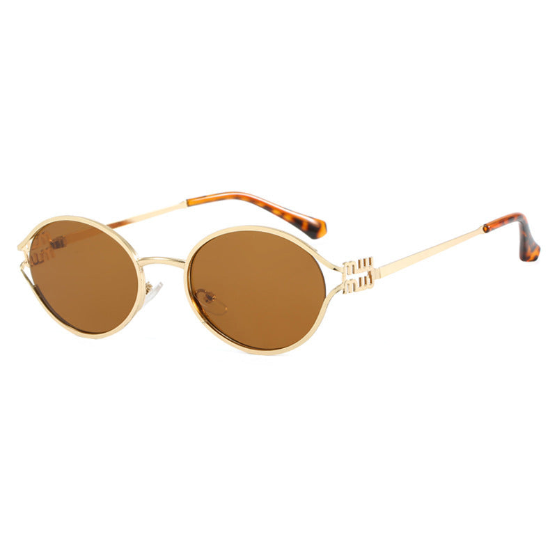 Women's Oval Sunglasses with Elegant Metal Frame and Fashionable Design Kalsten