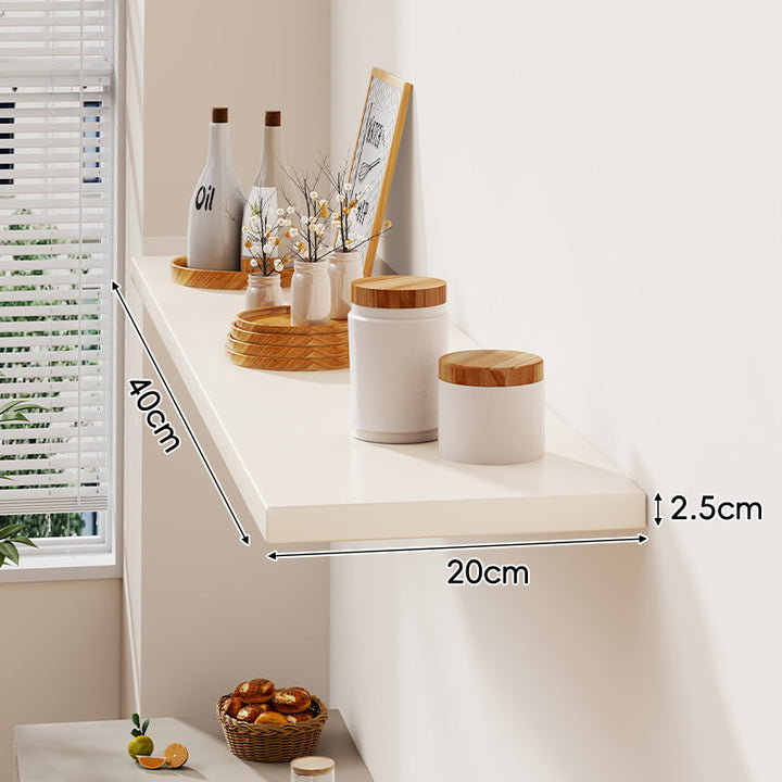 Floating Wall-Mounted Solid Wood Display Shelf with Concealed Brackets and Slim Profile