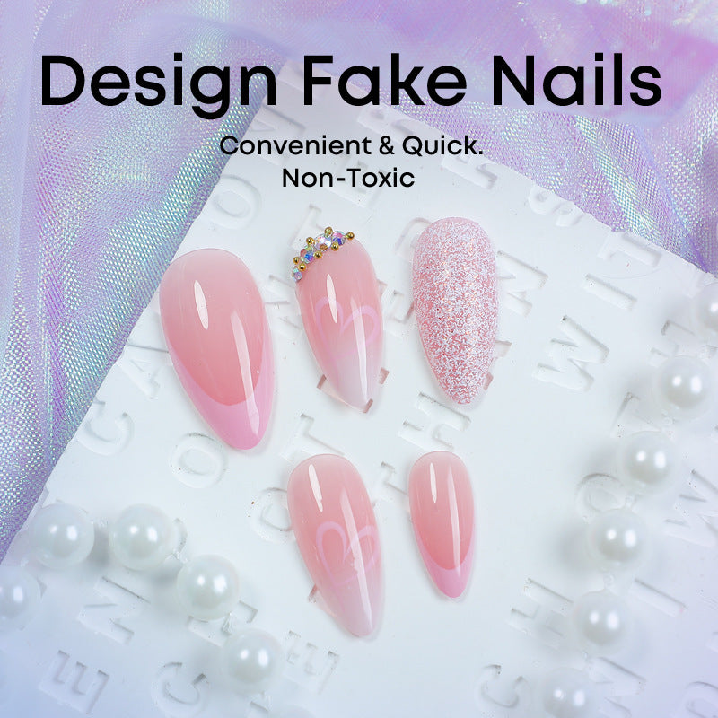 Artificial nail set with glitter and flower decorations Kalsten