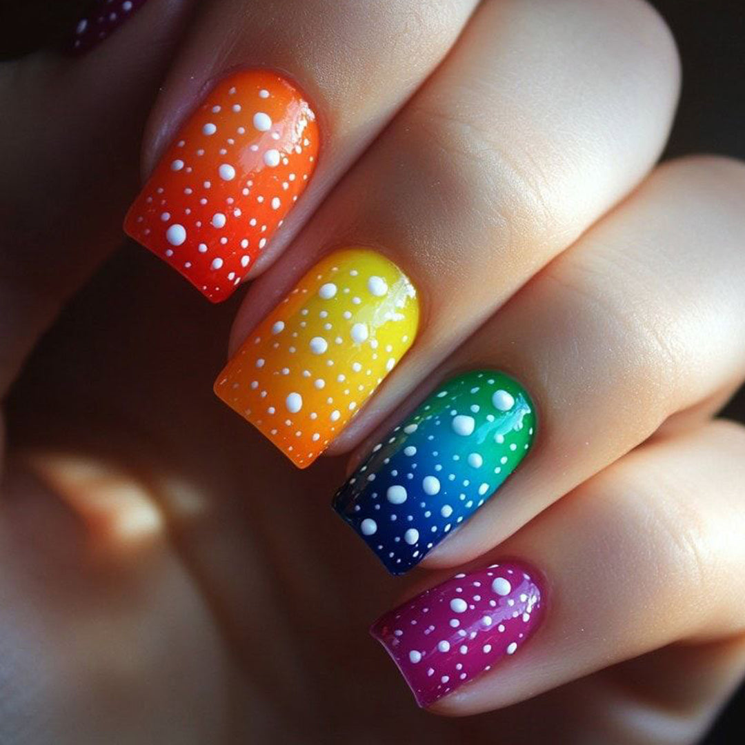 Artistic Rainbow Gradient Nail Art Extensions Kalsten