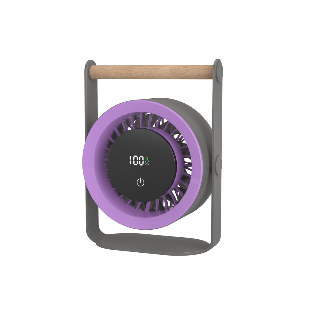 Ladies portable fan with wooden handle and digital display Kalsten