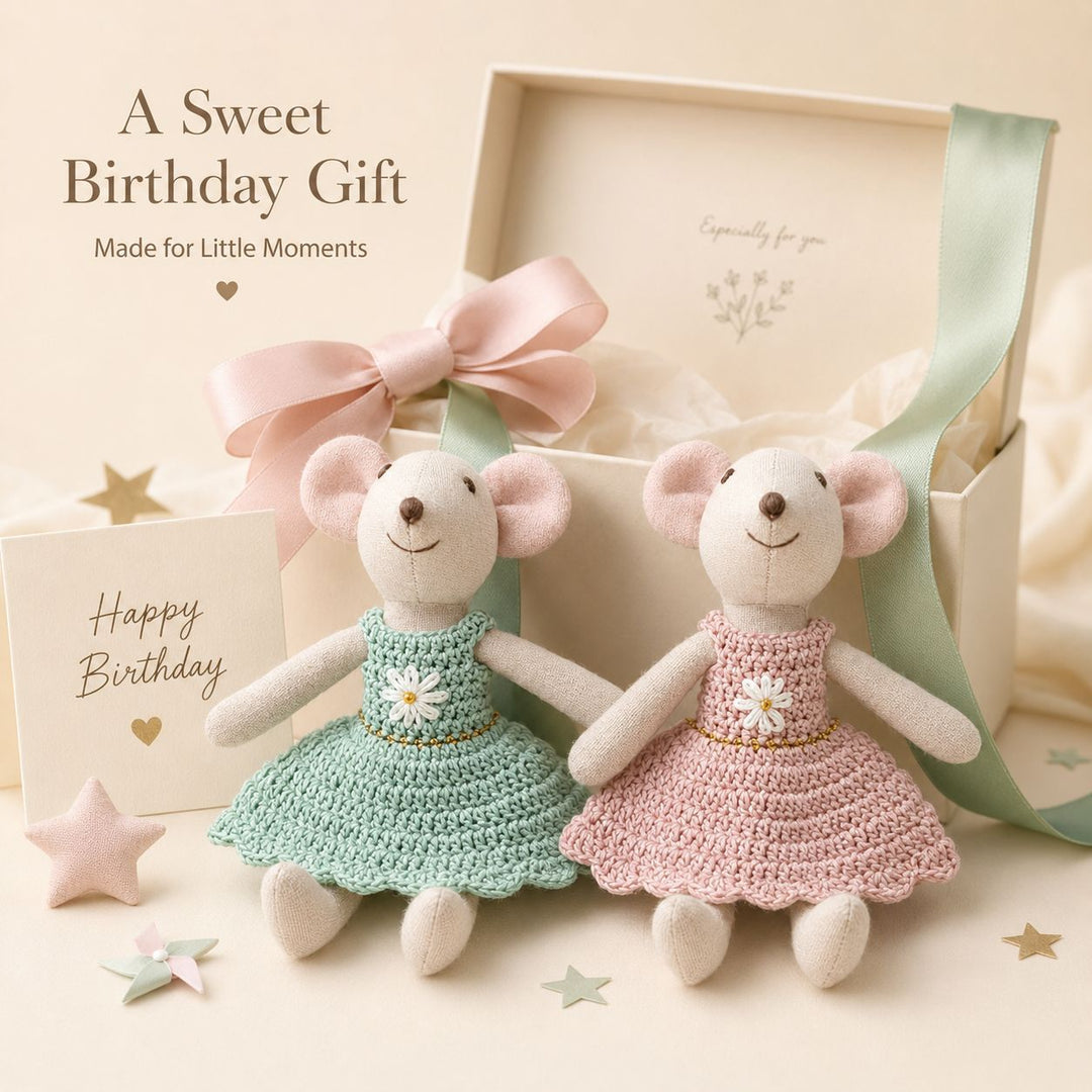 Hand-stitched Linen Mouse Doll