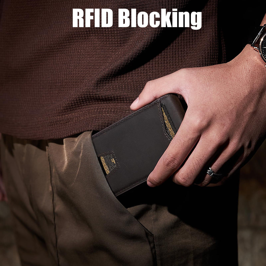 RFID-Blocking Leather Wallet with Money Clip Kalsten