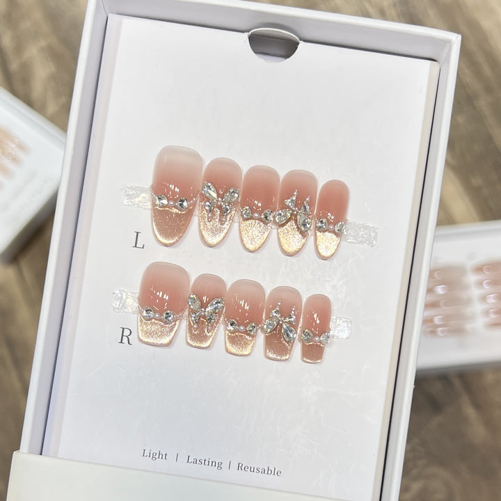 Glamorous Rhinestone-Embellished Press-On Nail Set Kalsten