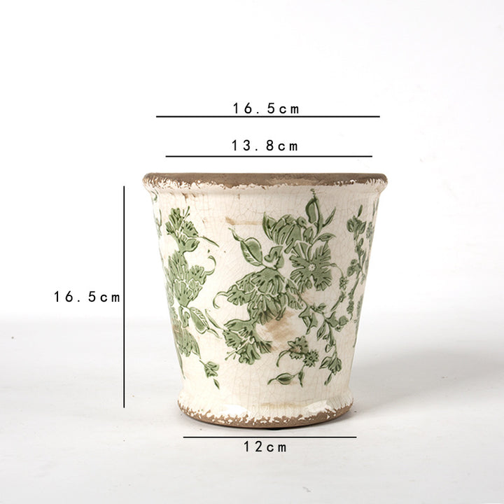 Decorative ceramic flower pot with floral design Kalsten
