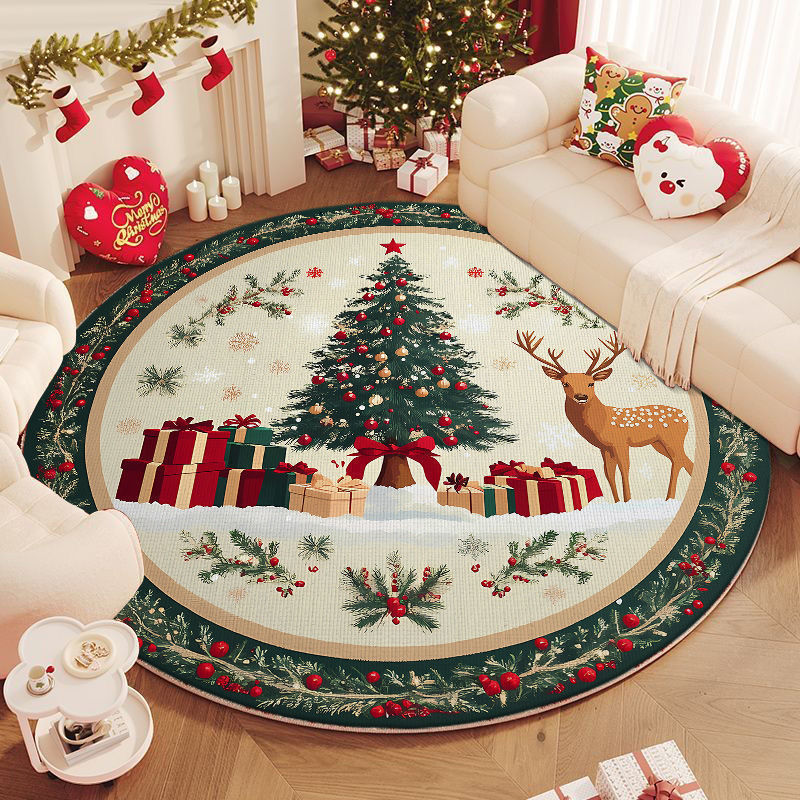 Christmas-Themed Round Area Rug Kalsten
