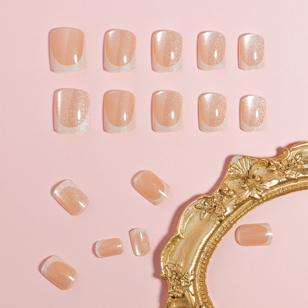 Elegant Glitter French Tip Press-On Nails Kalsten