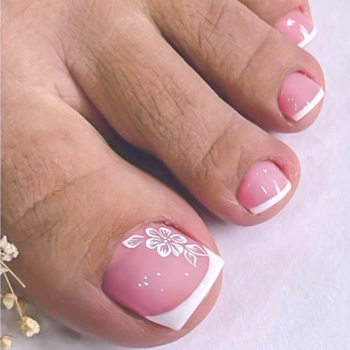 Decorative French Tip Toenail Set Kalsten
