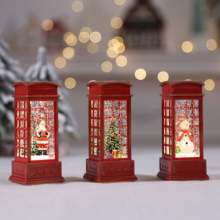 Christmas-Themed Miniature Telephone Booth Decoration